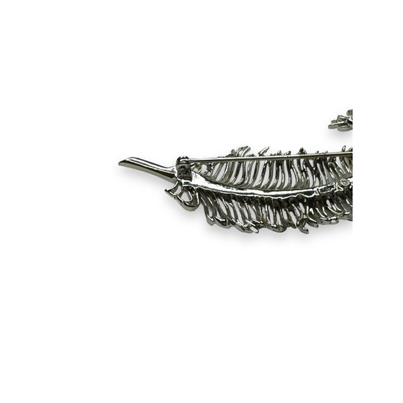 Pegasus Coro Silver Tone Curled Feather Vintage Brooch - Picture 7 of 8